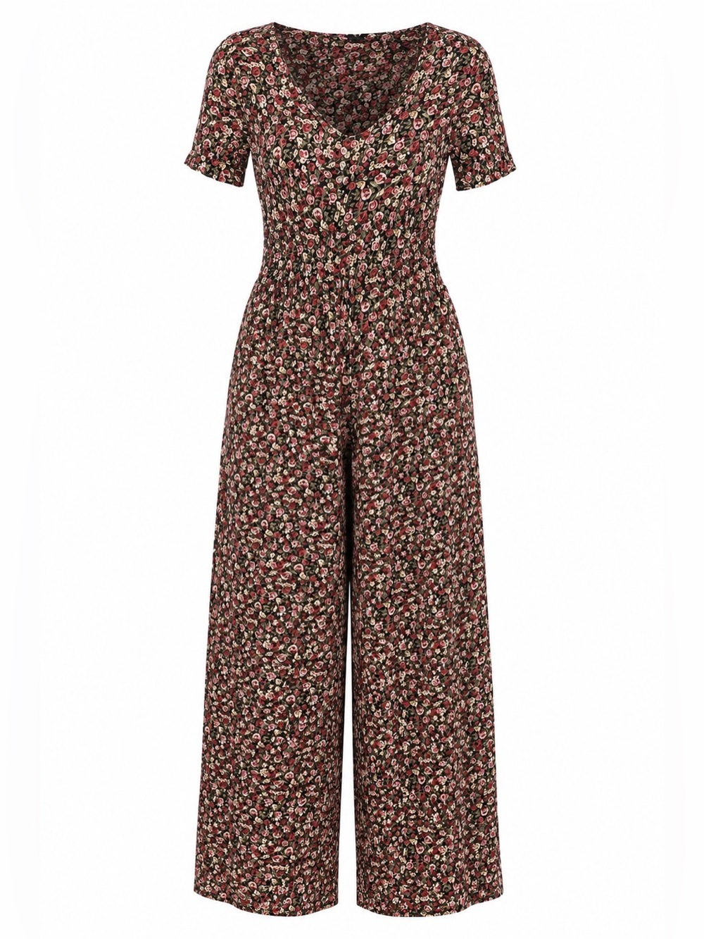 Vintage 90s Savannah Floral Wide Leg Jumpsuit Cottagecore Grunge Romper